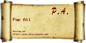 Pap Ali névjegykártya